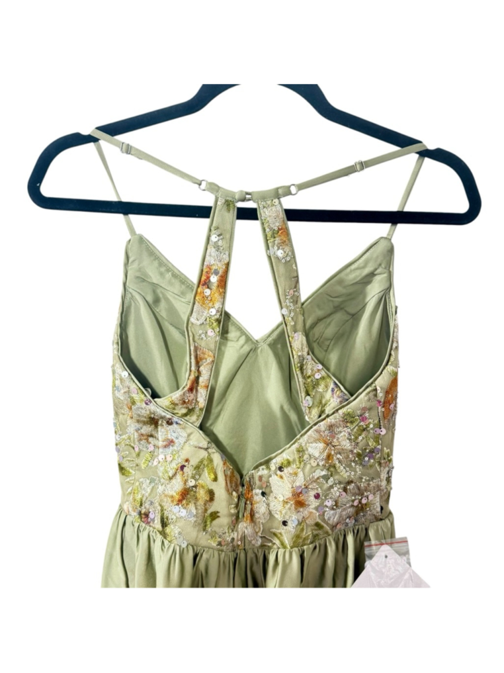 Size 2 Azazie Atelier Olive Green Floral Embroidered special occasion dress gown - Picture 7 of 10